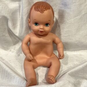Vintage 1990 Lauer Water Babies K3310 Soft Baby Doll Brown Hair Green Eyes 13"